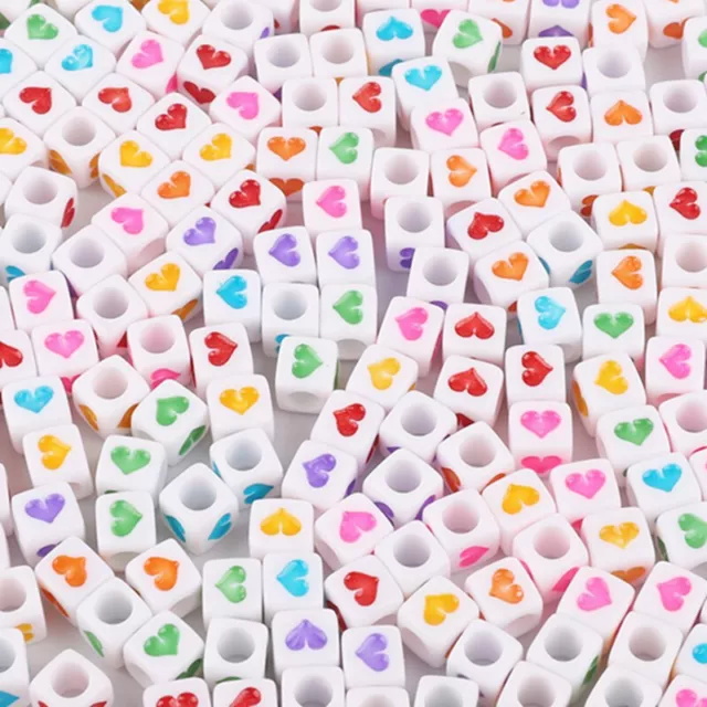 50pcs6mm Acrylic heart Spacer Beads For Jewelry Making DIY Necklace Bracelets N