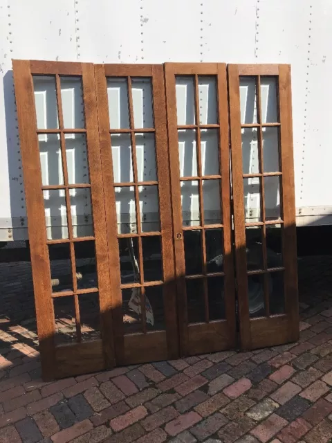 AN469 6 foot beveled glass bifold door unit antique