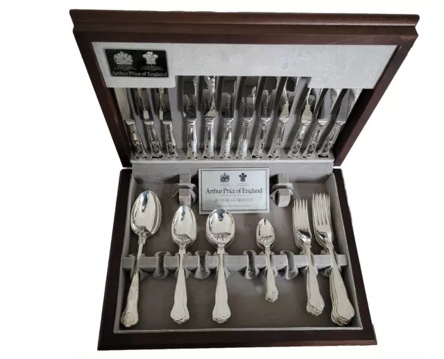 Antique ARTHUR PRICE SILVER PLATED CANTEEN CUTLERY ASHLEIGH 44 PIECE for 6 & Box