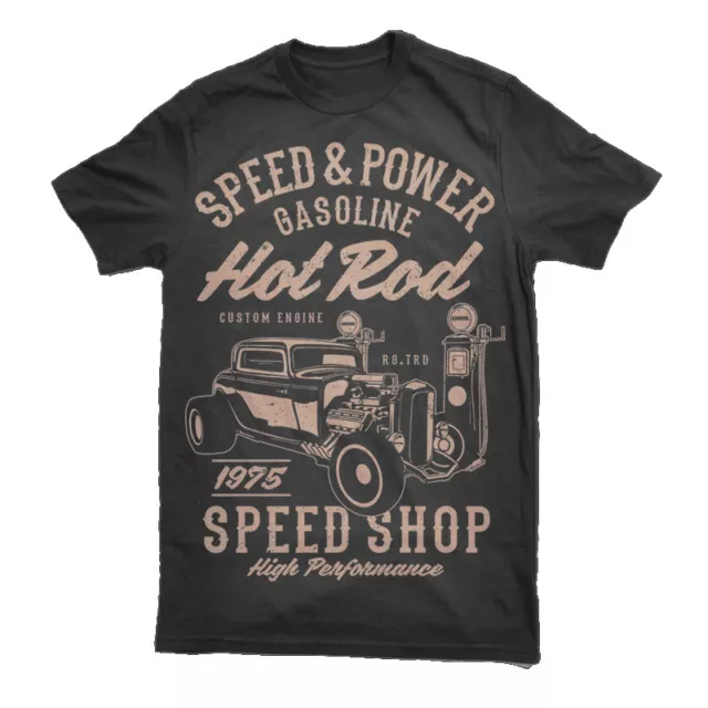 Hot Rod Shirt T Classic Car Custom Rat Shop Muscle V8 Thunder Mens Gas S-3XL