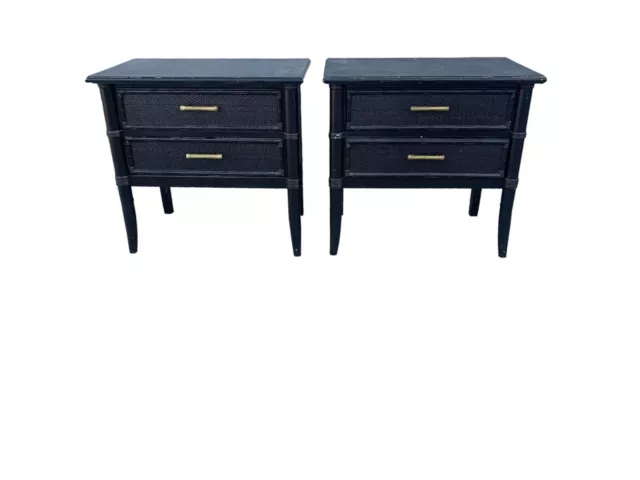 Thomasville Faux Bamboo Nightstands a pair