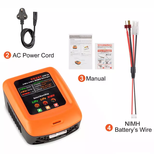 25W/3A Professional Balance Charger For 2S 3S LiPo/2S 3S LiFe/1-8S NiMH Battery