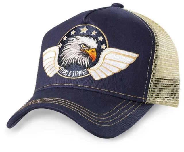 Basecap Baseball Cap Cappy USA Adler Eagle Western Kappe Amerika Mütze Flag blau