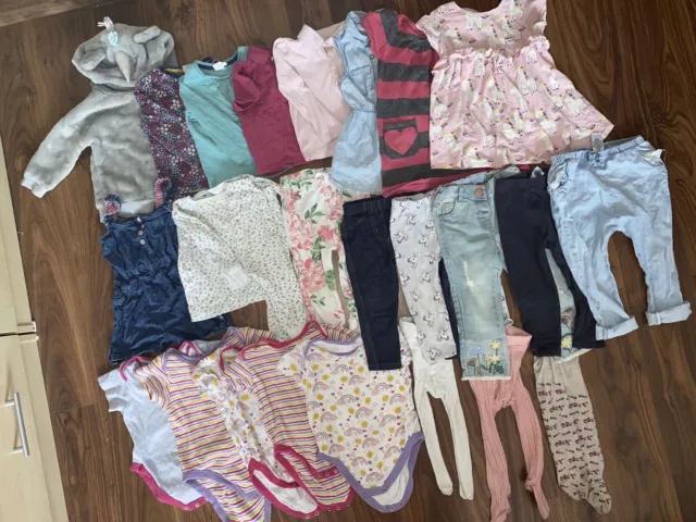 Leggings top vestiti bambina 25 pezzi età 12-18 mesi