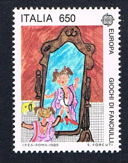 ITALIA IL FRANCOBOLLO EUROPA CEPT DISEGNI DI BAMBINI S. FORCUTI 1989 nuovo**