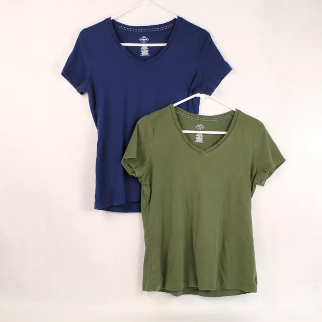 Lot Of 2 St John's Bay T Tee Shirts Women's Size M Navy Blue Green Short Sleeve