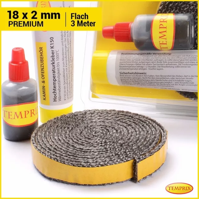 Temprix Cheminée & Four Joint Résistant au Feu Cordon D'Étanchéité 18 X 2 MM