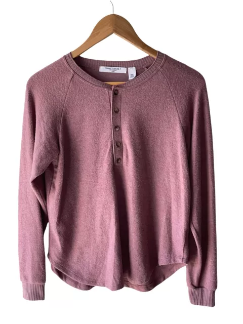 Project Social T Size XS Soft Stretchy Mauve Henley Top