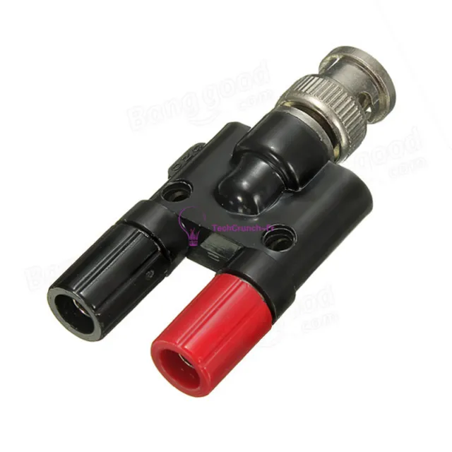 BNC Male Plug to Two Dual 4mm Banana Jack Binding Coaxial Adapter Connector NEW