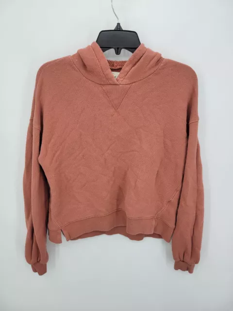 Madewell MWL Hoodie Womens XS Terra Cotta Orange Textured Hooded Pullover