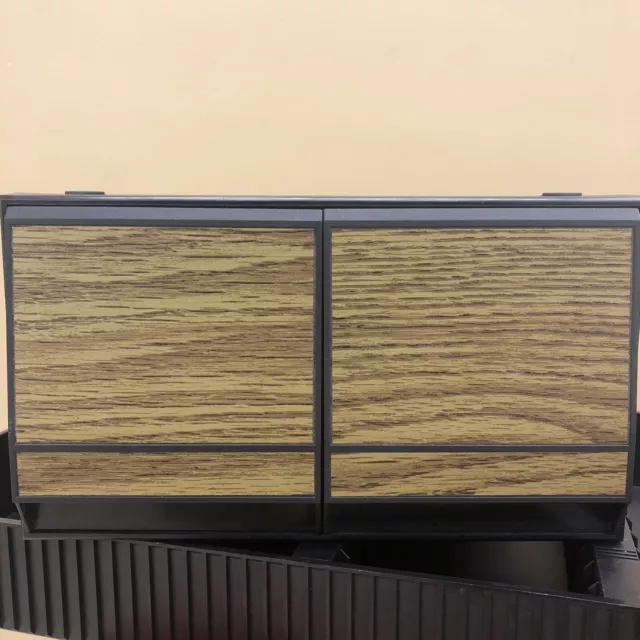 Vintage Faux Wood Grain 2 Drawer CD HOLDER STORAGE CABINET CASE Holds 40 CDs