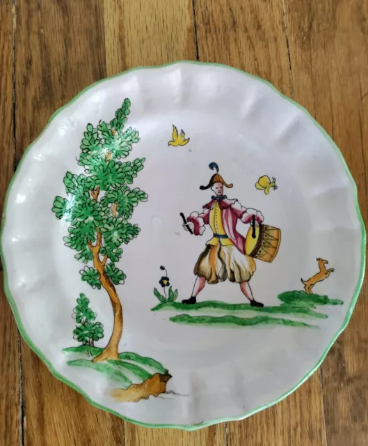 VTG Italian Pottery Drummer Renaissance Hand Painted Signed Plate 7.5"