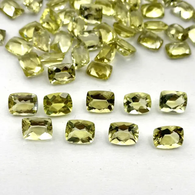 Natural Lemon Quartz Cushion Cut Loose Gemstone Lot 47 Pcs 7 9 MM 100 CT