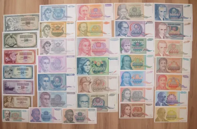 LOT OF 35 Yugoslavia banknotes