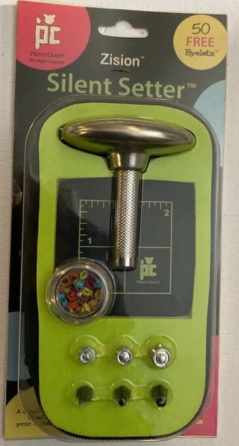 Set de 8 piezas de herramientas Setter de ojales Provo Craft Zion Zion Silencioso con 50 gratis nuevo