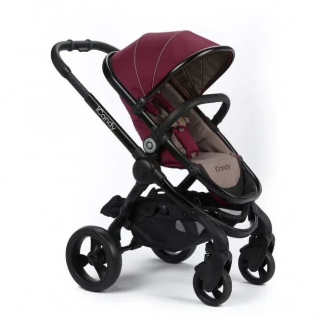 iCandy Peach 3 Pushchair with Chrome Chassis & Carrycot - Claret - ✅Refurbished