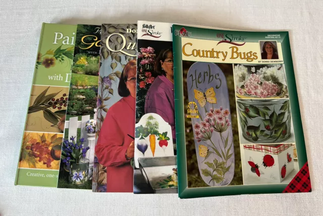 Lote de 5 libros instructivos de pintura floral de Donna Dewberry