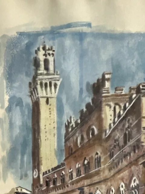 acquerello su carta con cornice. “Siena. Piazza Del Campo in scorcio”. 2