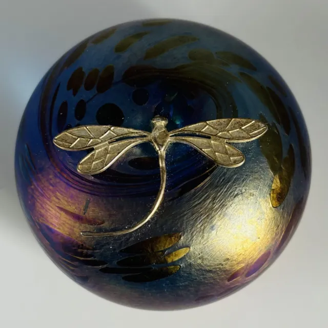 Neo Art Glass Kris Heaton Handmade Iridescent Ornamental Paperweight Signed