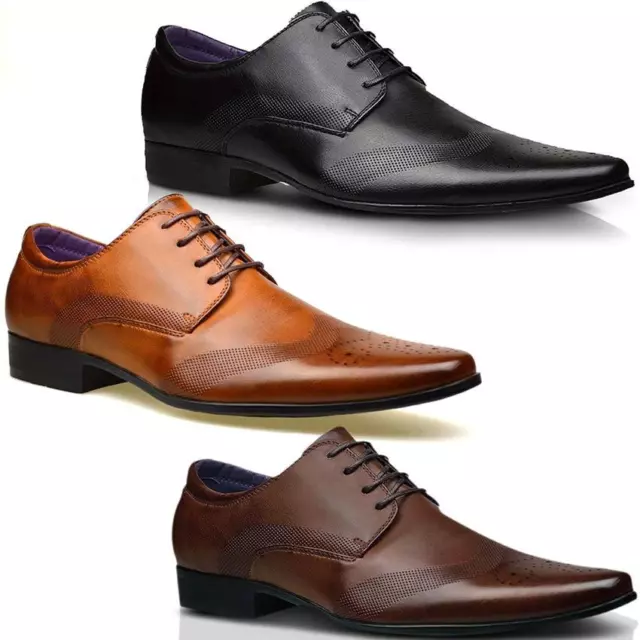 Mens Faux Leather Shoes New Italian Smart Formal Wedding Office Party Shoes Size