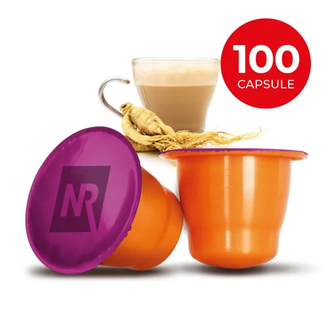 100 Capsule 100% Compatibili NESPRESSO al GINSENG AMARO Cialde Caffe