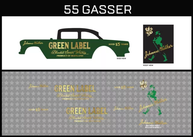 HotWheels(1/64), 55 Gasser "Green Label" Waterslide, Printed White First, Decals