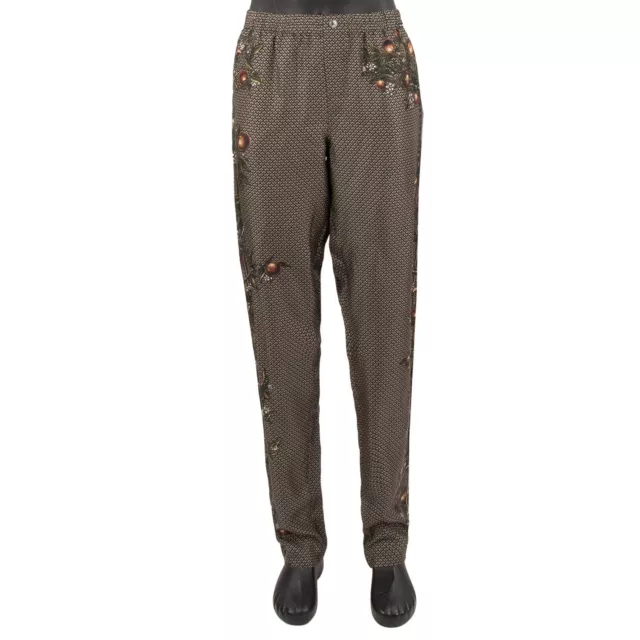 DOLCE & GABBANA Orange Flower Silk Pyjama Pants Trousers Black 5 52 L 13417