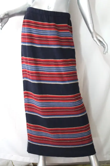 Womans Ralph Lauren Southwestern Stripe Knit Long Skirt Linen Cotton M