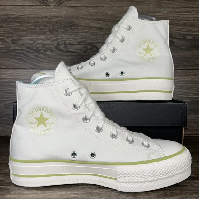 Converse Women's Chuck Taylor All Star Lift Platform White Green Sneakers Shoes