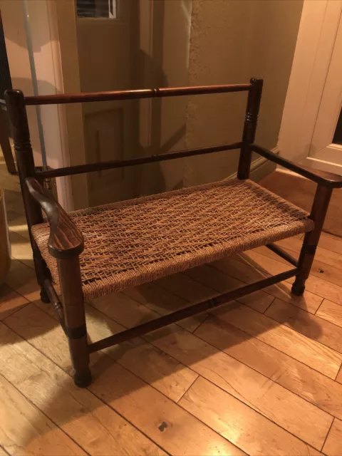 Stunning Victorian Woven Rope/Wicker Child’s Bench
