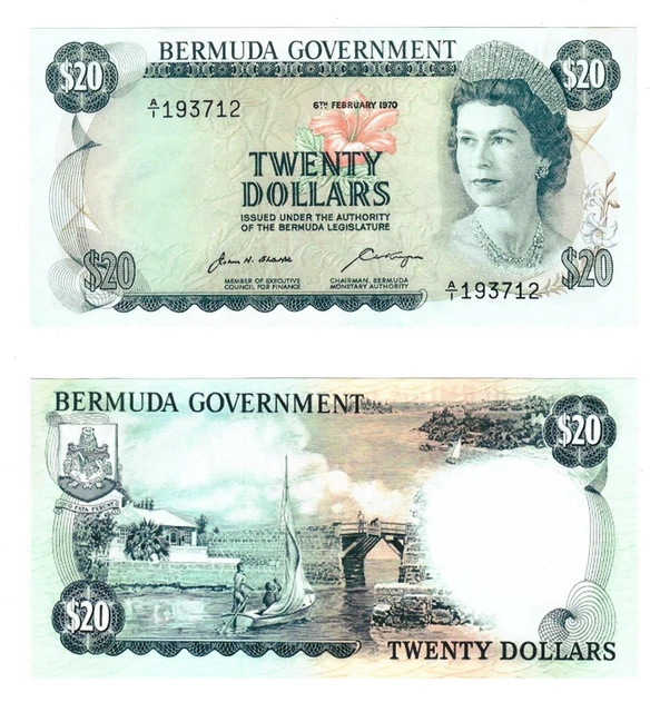 r Reproduction Paper -  Bermuda 20 dollars 1970 Pick #26    545