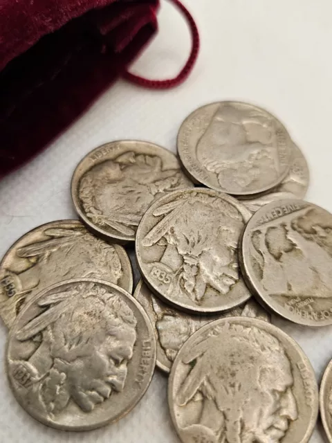 Buffalo Nickels - 10 Coin Grab Bag - 1913-1938 US Coins Mint Indian Head + BONUS 2