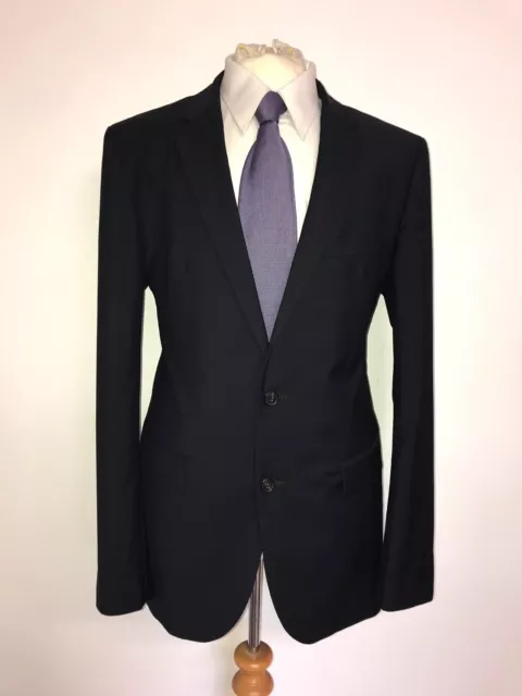 HUGO BOSS - Mens Tailored Fit NAVY BLUE WOOL SUIT - 40 Long - W34 L34 - LOVELY