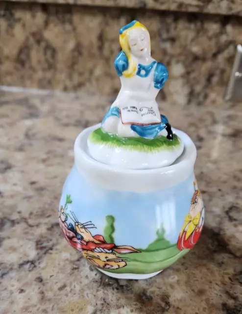 Paul Cardew Alice in Wonderland Tea Party Sugar Bowl with Lid England 3”