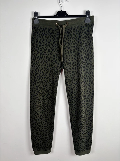 HUSH JOGGERS SIZE UK Khaki Green Animal Leopard Print Cuffed Tie
