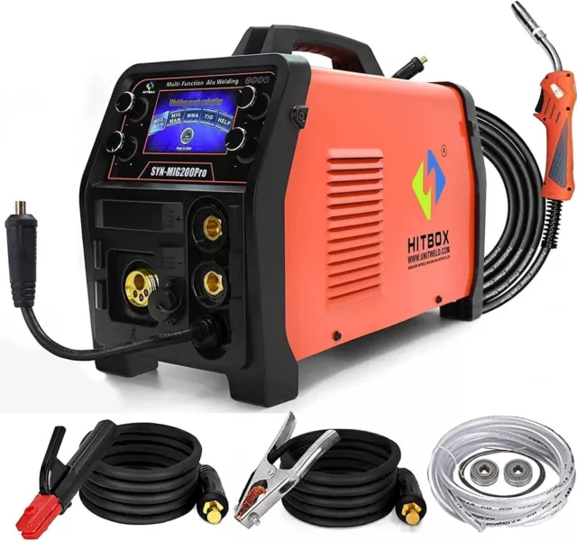 HITBOX 200A LED MIG Welder DC 220V MIG TIG MMA Stick MIG Welding Aluminum Welder