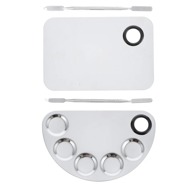 2 Sets/4pcs Stainless Steel Makeup Polish Holder Plate Nail Art Mixing