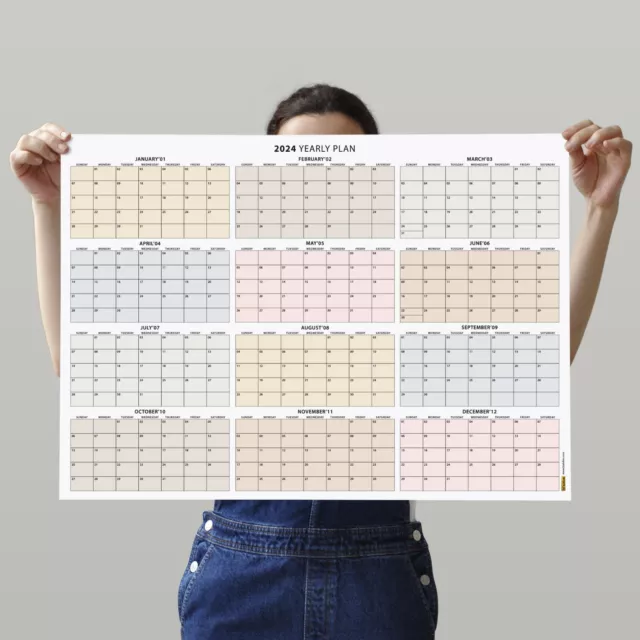 2024 WALL CALENDAR, SUNDAY Start, Wall Planner, 2024 Year Planner