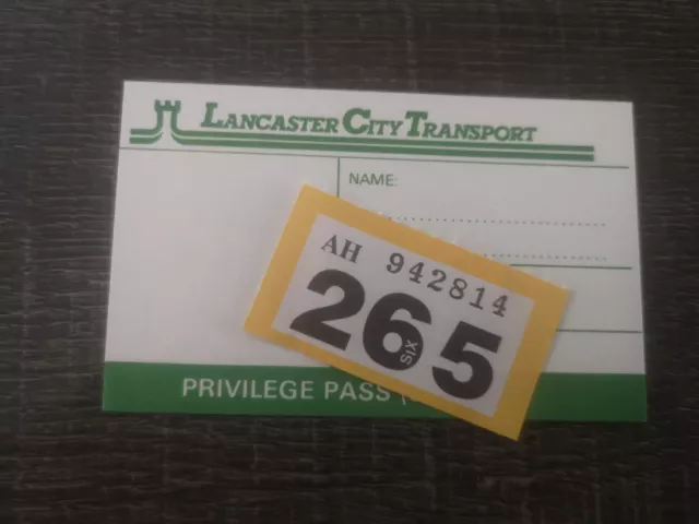 Lancaster City Transport Rare Privilege Pass (Spouse) Train Railway Bus Ticket 3