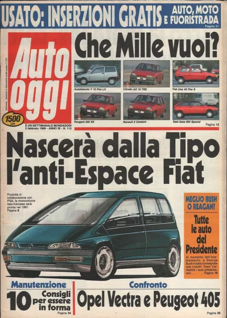 Rivista AUTO OGGI Anno 1989 n.113. POSTER Gilera 500 VTE, Citroen AX, Fiat