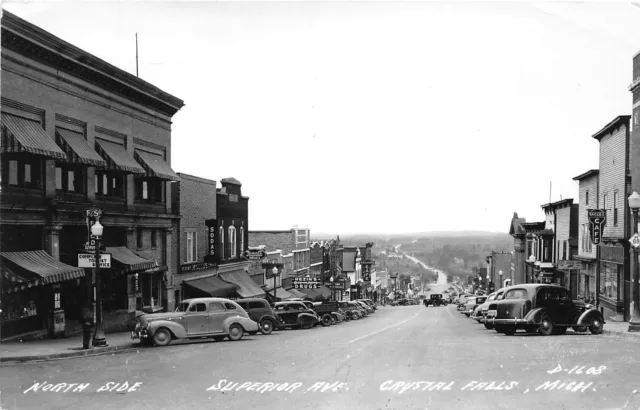 J42/ Crystal Falls Michigan RPPC Postcard c1940s North Side Superior Stores 176
