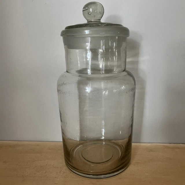 Gros bocal en verre LA ROCHERE ambré avec couvercle liège - Le palais des bricoles