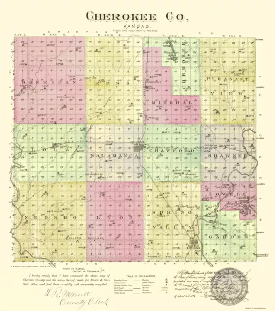 Cherokee County Kansas - Everts 1887 - 23.00 x 25.99