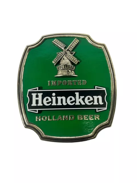 Vintage Heineken Beer Sign Plastic Plaque Man Cave Bar Holland Beer 8.5"x9.5”