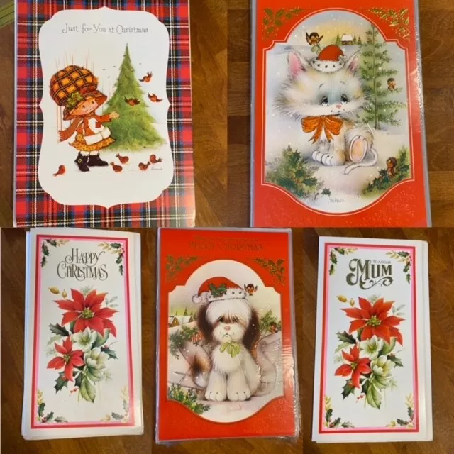 Original Vintage Extra Large Unused Christmas Cards 1970's 1980's Kitsch - Retro