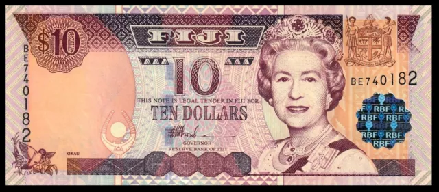 🇫🇯 Fiji $ 10 Dollars ND 2002 P 106 UNC * QE II ***