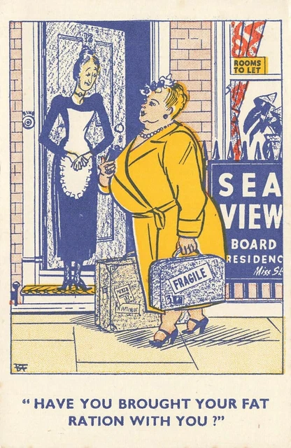 Comic Postcard No.12, Fat Ration, by William Foster, Seaside, Joke, Humour