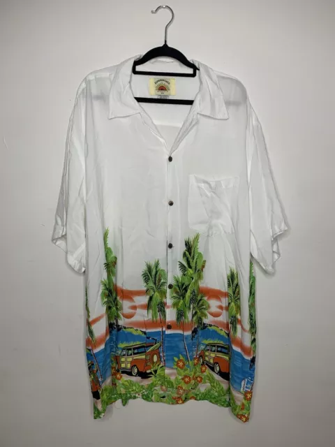 Sundrenched Australia Shirt Size 2XL XXL Mens White Hawaiian Shirt Pocket