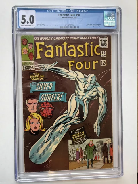 Fantastic Four #50 Marvel Comics 1966 CGC 5.0 Silver Surfer battles Galactus 🔑