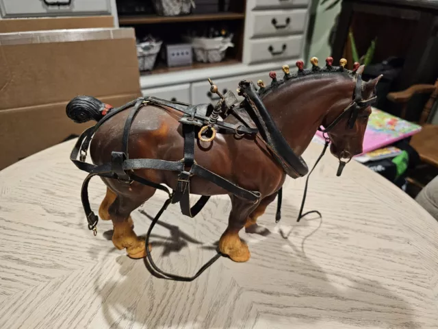 Breyer #80 Bay Clydesdale Stallion  Red And Yellow Bobs - Vintage Harness